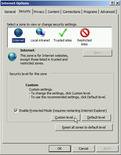 Win2008 - PreReq - IE Security