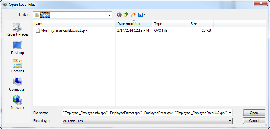 TM1Connect - Batch - Select QVX File